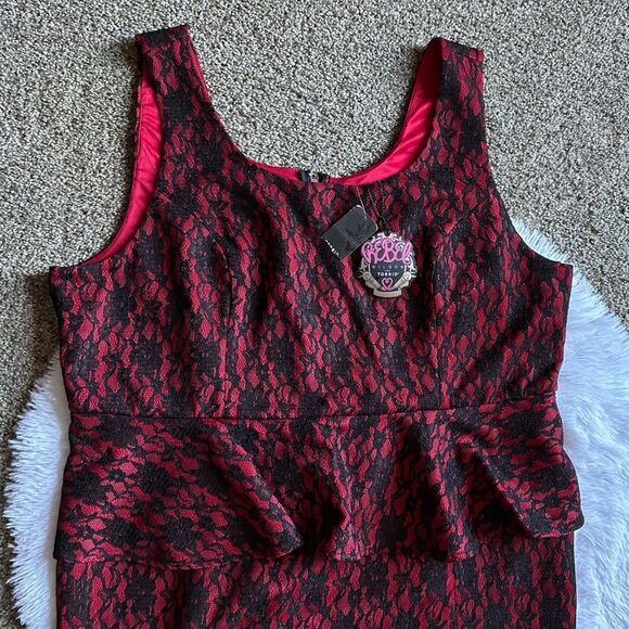 Torrid X Rebel Wilson Dress New Lace Black Red Womens Size 24 No Belt - Picture 3 of 11